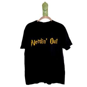 Graphic Tee Woody Show Alternative Radio Nerdin Out Nerdy Black Yellow